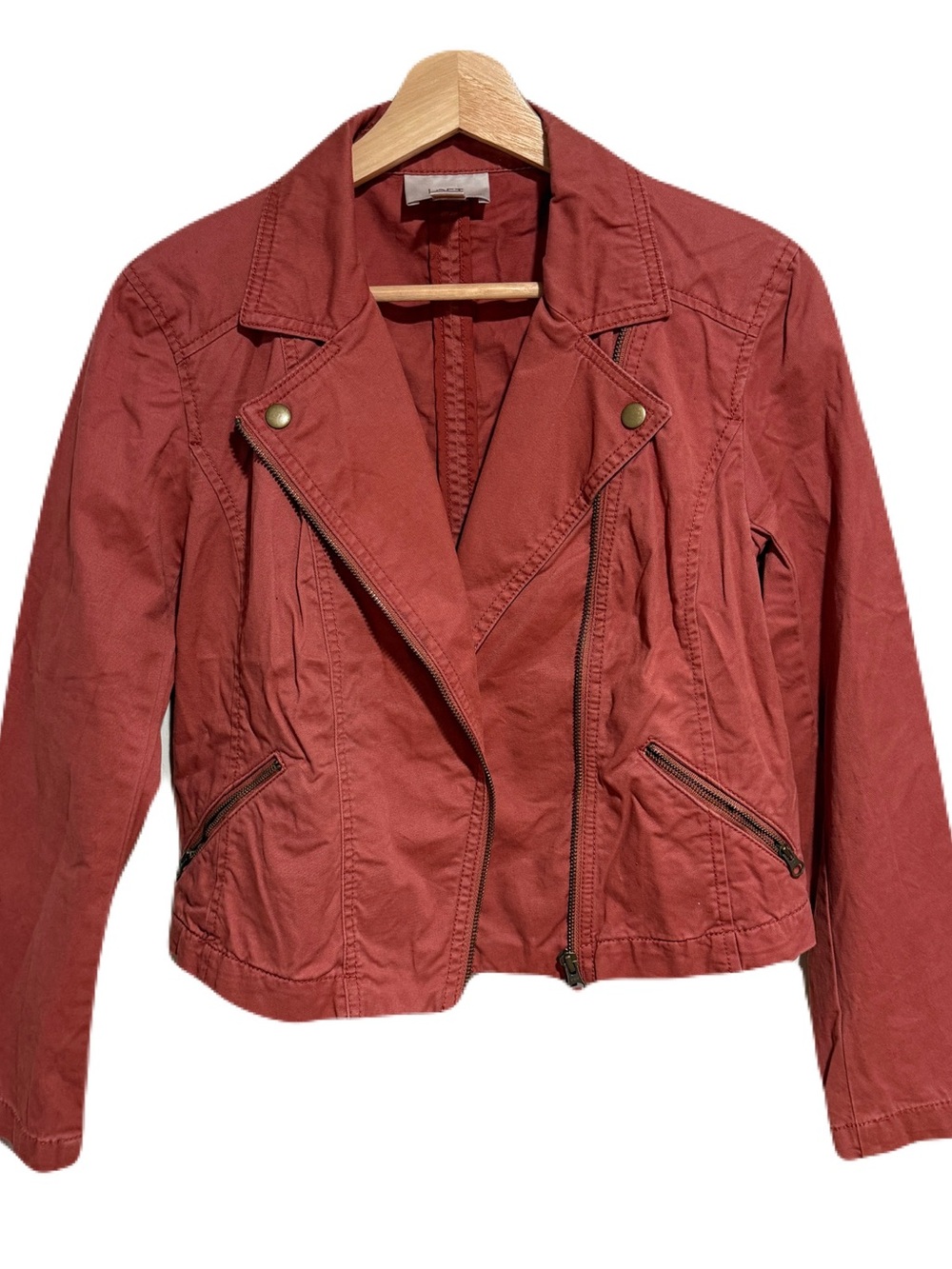 LOFT Brick Red Moto-Style Zip Jacket